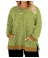 Womens-Plus-Size-Sweatshirts Long Sleeve Tops Side Split Tunics with Pockets Mustard Yellow $19.19 Tops