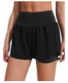 Running Workout Shorts Womens 2 in 1 Athletic Gym Short High Waisted with Pockets Black $9.00 Activewear