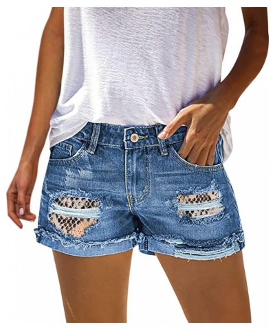 Jean Shorts Womens Stretchy Bermuda Shorts Petite Length Frayed Hem Summer Shorts Trendy Party Shorts 87-blue $9.24 Shorts